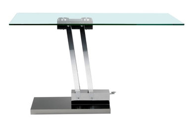 Table basse relevable BRAVO en verre transparent
