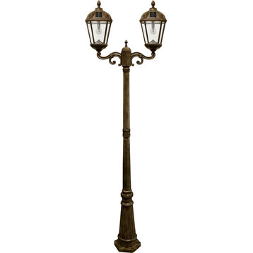 Royal 89" 22 LED Double Solar Lamp Post With Weathread Bronze