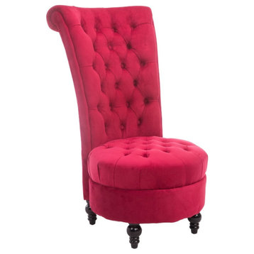 Living Room Velvet Chair - Red