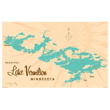 Lakebound Lake Vermilion Minnesota Map Art Print, 24"x36"