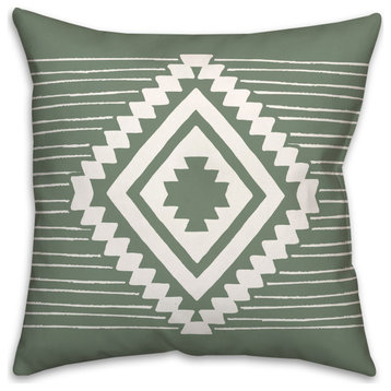 Southwestern Shape with Stripes and Green Background 18x18 Spun Poly Pillow