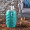 GDF Studio Joyce Lace Cut Iron Accent Table, Teal