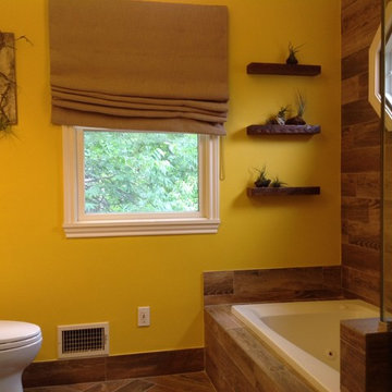 AFTER: Master Bathroom rustic + modern remodel