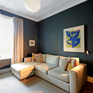 Sala Gris Pared Azul