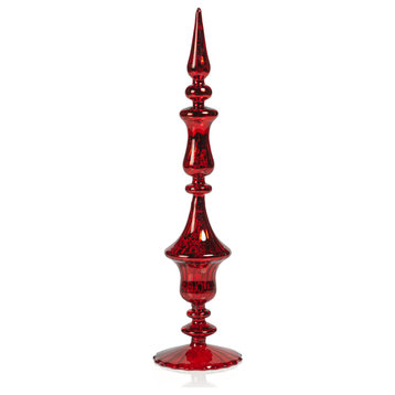 Jewel Glass Christmas Tabletop Finial, Red