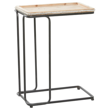 Industrial White Wood Accent Table 43394