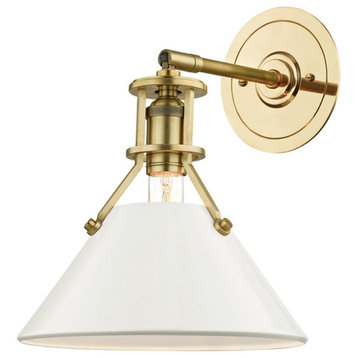 Hudson Valley Painted No.2 1-LT Wall Sconce MDS350-AGB/OW - Aged Brass/Off White