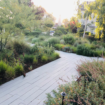 Sages, grasses, wildflowers and bluestone plank pavers