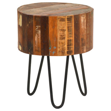 Reclaimed Wood Round Side Table / Stool