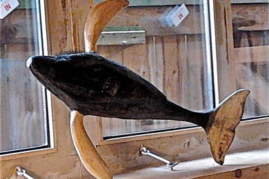 Sculpture carving of finback whale