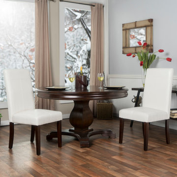 Crawford & Burke Set of Two Bright White Faux Leather Parsons Chairs