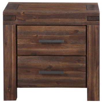 Catania Modern / Contemporary 2 Drawer Solid Wood Nightstand in Brick Brown