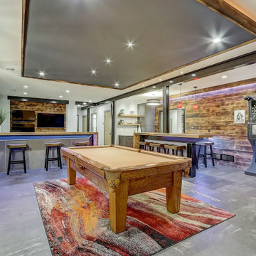Pool Table, Family Room, and Bar Area