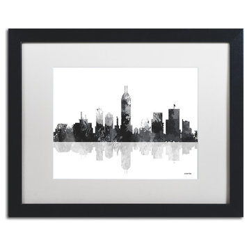Watson 'Indianapolis Indiana Skyline' Art, Black Frame, 16"x20", White Matte
