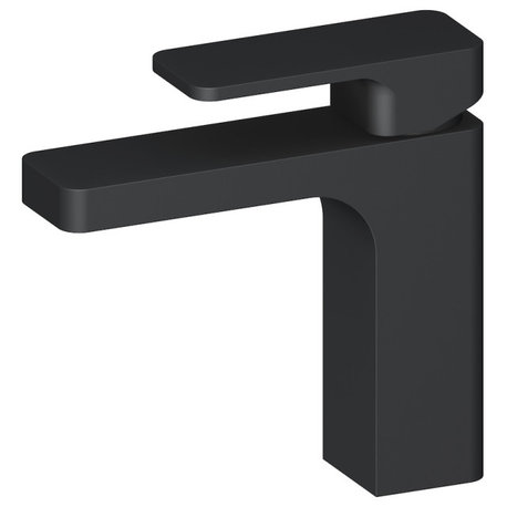 Blossom Brass Square Single Handle Bathroom Vanity Sink Faucet, Matte Black