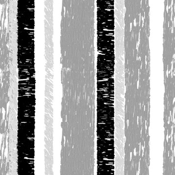 Birch Stripe Wallcovering, Black & White, Sample, Traditional