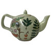 Crackle Pattern Light Green Porcelain Flowers Teapot Shape Display Hws2595
