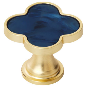 Cabinet Knobs, 2 Pack, Gold/Navy Blue