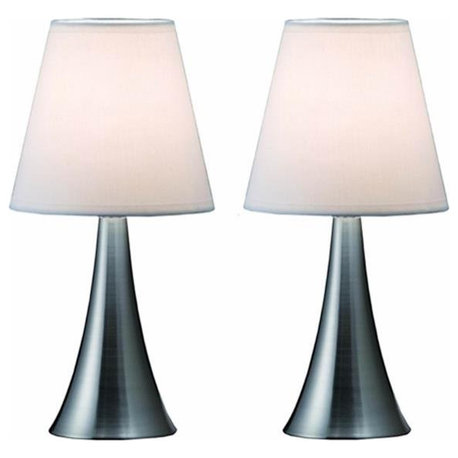 All The Rages  Two Pack Mini Touch Table Lamp Set with White Shades