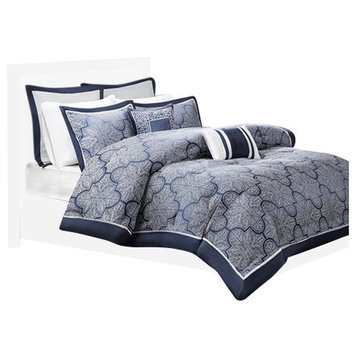 Madison Park Medina 8 Piece Jacquard Comforter Set in Navy