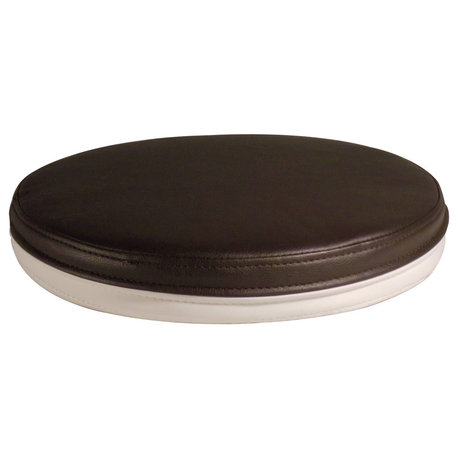 Round Leather Seat Cushion for Stool, Black/White