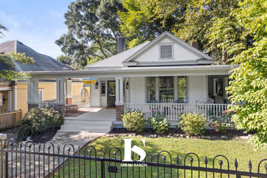 Inspiration for a mid-sized craftsman white one-story wood and clapboard house exterior remodel in Atlanta