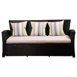 International Home Miami - Atlantic Staffordshire Black Wicker Sofa With Light Grey Cushions - The Atlantic Collection is the perfect match for any home. All of these sets are hand crafted from high quality resin wicker with rust-free aluminum frames and are held together with galvanized steel hardware. With our great workmanship and strong materials, we ensure sturdiness and longevity for this elegant collection. We use Durawood which is an environmentally friendly material that is built to last a lifetime.