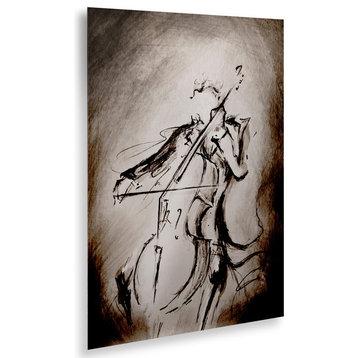 Marc Allante 'The Cellist' Floating Brushed Aluminum Art, 16x22