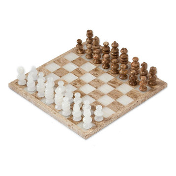 NOVICA Nature'S Challenge And Onyx And Marble Chess Set  (13.5 Inch)