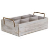 6 Compartment Brown Wood Grain Caddy With Side Handles