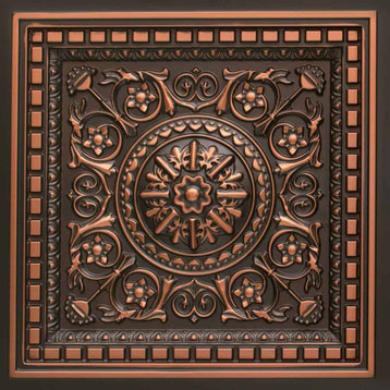 Da Vinc PVC 2' x 2' Faux Tin Ceiling Tile, Pack of 10, Antique Copper