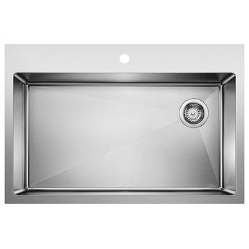 Blanco 524221 Quatrus 33"x22" Stainless Steel Dual-Mount Kitchen Sink, Satin