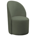 Meridian Furniture - Hautely Boucle Fabric Upholstered Accent Chair, Green - Relax in comfort with this Hautely accent chair. Featuring green boucle fabric upholstery over a wood, iron, and foam frame, this chair's contemporary design makes a bold statement. This chair can be used as either an accent chair or a dining chair, making it a versatile piece for your living space. Its rounded, curved back rest provides support while you sit and visit with family or friends, or while you dine at the dinner table.