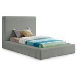 Meridian Furniture - Devin Upholseterd Bed, Gray, Twin, Linen Textured - Curl up on this Devin full bed and feel like a VIP. This handsome bed has a distinctive upscale look, with its luxe grey linen textured fabric covering every square inch, from headboard to side rails and footboard, which are 8 inches thick for a luxuriously soft feel and comfort against your body while you relax and unwind before catching some Zs. The contemporary design is strikingly modern, adding an up-to-the-minute vibe to your bedroom space.