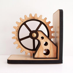 Steampunk Wooden Bookend - Bookends