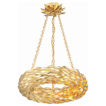 Broche LED Chandelier in Antique Gold