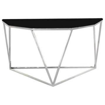 Angelico Sofa Table With 12mm Smoked Glass Top and Polished Stainless Steel Base