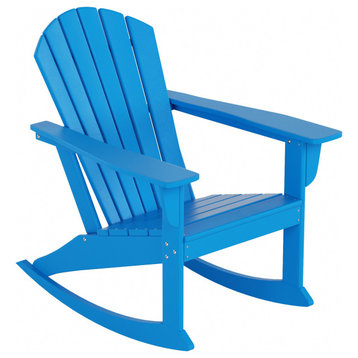 WestinTrends Outdoor Patio Poly Lumber Adirondack Porch Rocking Chair Rocker, Pacific Blue