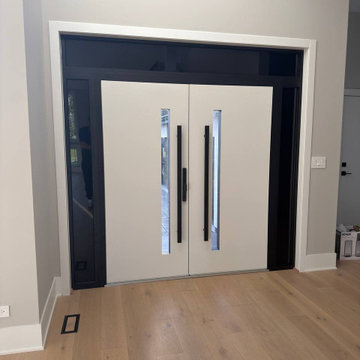 Dekton 0163 Ardesia Nero double doors with two sidelites and transom