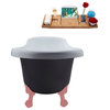 61" Streamline N484PNK-IN-CH Soaking Clawfoot Tub and Tray With Internal Drain