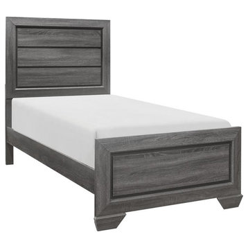Lexicon Beechnut Contemporary Raised Panel Wood Twin Bed in Gray
