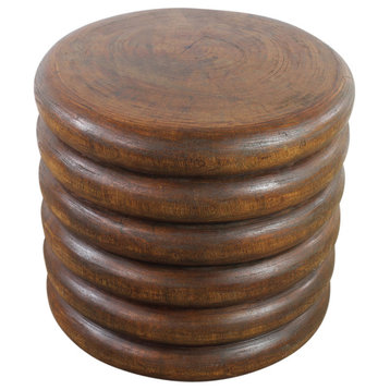 Haussmann Mango Stacked Rings Table 20 D x 18 in High Antique Oak Oil