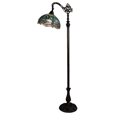 Krystalina 12 in. 1-Light Indoor Green and Oiled-Rubbed Bronze Finish Floor Lamp