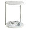 Accent Table Round Side End Nightstand Lamp Bedroom Metal Glossy White