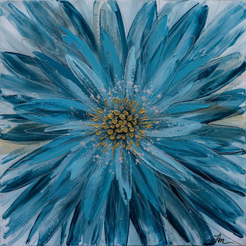 Hand Painted "Blue Blossom Dreamscape"  Floral painting original Art