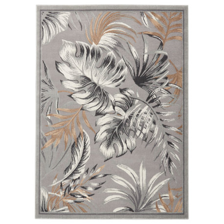 Nourison Pompeii 5'3" x 7'3" Grey Tropical Indoor Area Rug
