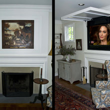 TV--Above Fireplace/Hidden
