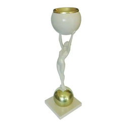 Frankart Style Beige and Brass Nude Figural Cocktail Smoker - Decorative Bowls