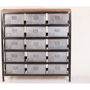 Yosemite Home Decor Storage Solid Metal & Mango Wood Cabinet in Deep Gray