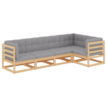 vidaXL Patio Furniture Set 5 Piece Sofa Set with Cushions Solid Wood Pine